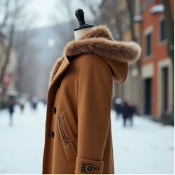 Faux Fur Peacoat with Hood