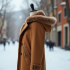 Faux Fur Peacoat with Hood