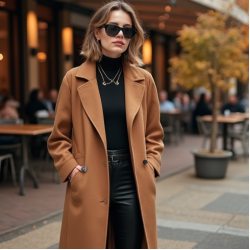 Cropped Duster Coat with Oversized Collar