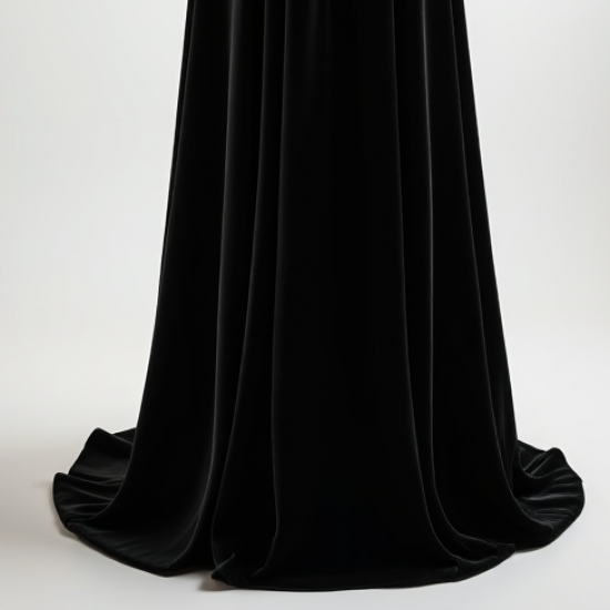 Velvet Evening Gown with Bow Accent