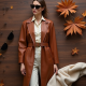 Faux Leather Cardigan Coat with Belt Closure