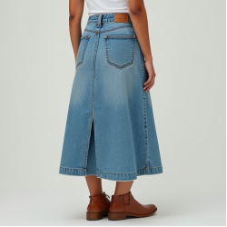 A-Line Midi Skirt in Light Wash