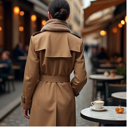 Double-Breasted Trench Coat with Belt Closure
