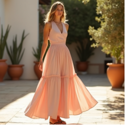 Tiered Maxi Skirt in Pastel Color