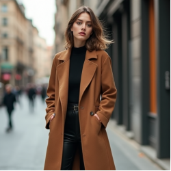 Cropped Duster Coat with Oversized Collar
