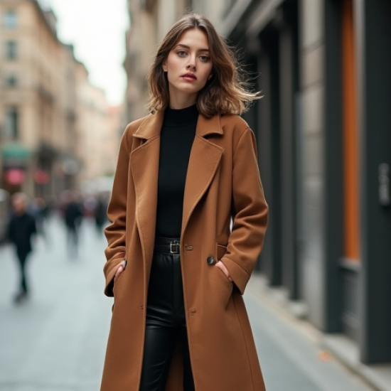 Cropped Duster Coat with Oversized Collar