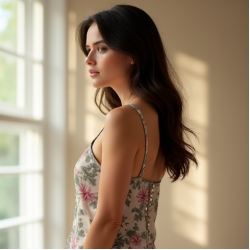 Printed Cami Top with Pearl Buttons