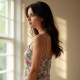 Printed Cami Top with Pearl Buttons