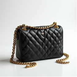 Quilted Shoulder Bag with Gold Chain