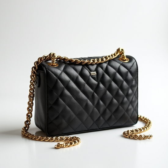 Quilted Shoulder Bag with Gold Chain