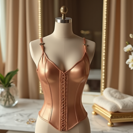 Satin Corset Top with Keyhole Back