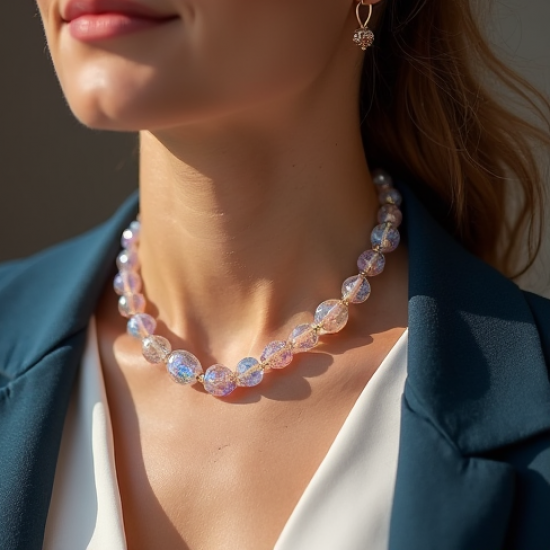 Beaded Beaded Necklace in Opal Tint