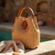 Woven Bucket Bag with Bamboo Handle
