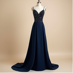 A-Line Evening Gown with Slit Detail