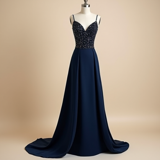 A-Line Evening Gown with Slit Detail