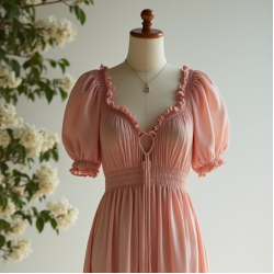 Chiffon Peasant Dress in Pastel Shades