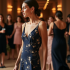 Silk A-Line Party Dress with V-Neckline