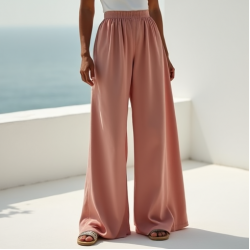 Wide-Leg Palazzo Pants in Pastel Color