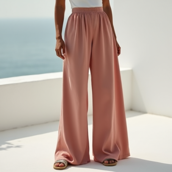 Wide-Leg Palazzo Pants in Pastel Color