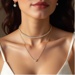 Rhinestone Choker Necklace with Cubic Zirconia