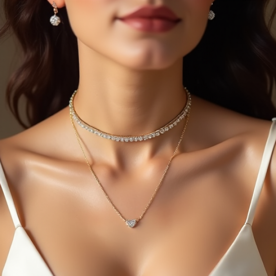 Rhinestone Choker Necklace with Cubic Zirconia