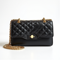 Quilted Clutch Bag with Gold Chain