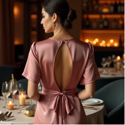 Satin Wrap Top with Keyhole Back
