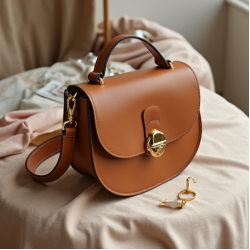 Crossbody Saddle Bag with Twist Lock