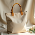 Woven Tote Bag with Bamboo Handle