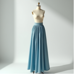 Satin Maxi Skirt in Light Wash