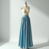 Satin Maxi Skirt in Light Wash