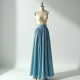 Satin Maxi Skirt in Light Wash