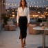 High-Waisted Midi Skirt with Side Slit