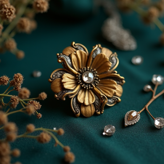 Vintage-Inspired Statement Brooch in Antique Finish