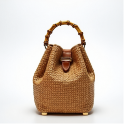 Woven Bucket Bag with Bamboo Handle