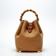 Woven Bucket Bag with Bamboo Handle