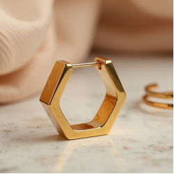 Geometric Hoop Earrings in Geometric Shape
