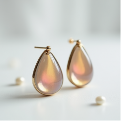 Enamel Drop Earrings in Opal Tint