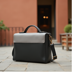 Minimalist Shoulder Bag in Two-Tone Color