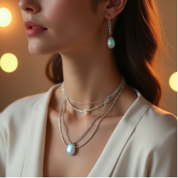 Layered Choker Necklace in Opal Tint