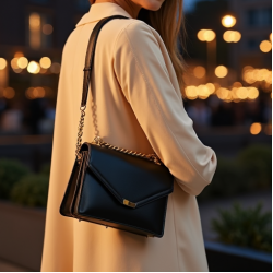 Chain-Strap Chain Shoulder Bag with Gold Chain