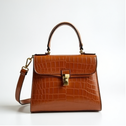 Structured Shoulder Bag in Crocodile Pattern