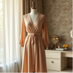 Silk Wrap Dress with V-Neckline