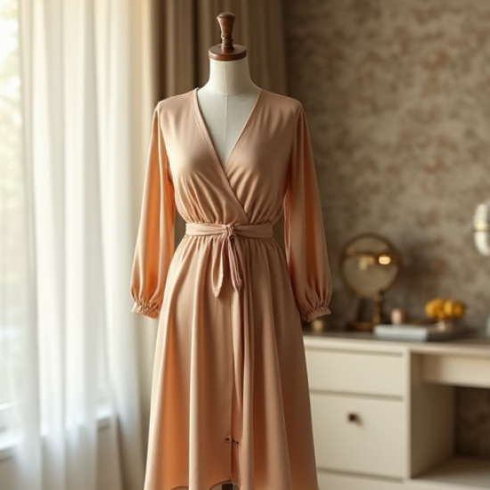 Silk Wrap Dress with V-Neckline