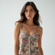 Printed Cami Top with Pearl Buttons