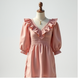 Ruffled Tunic Top with Puff Sleeves