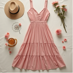 Tiered Tiered Midi Dress in Pastel Shades