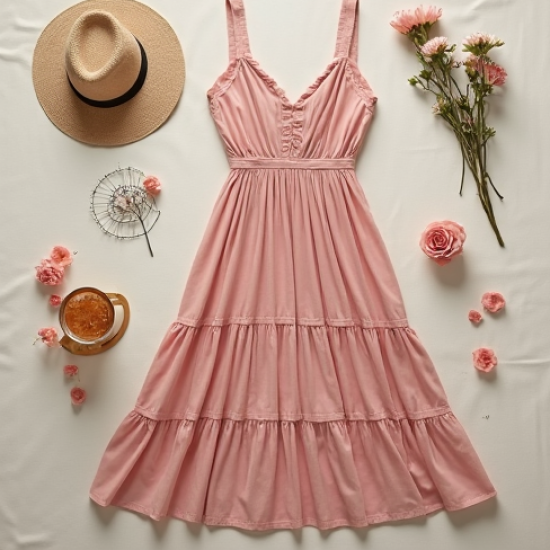 Tiered Tiered Midi Dress in Pastel Shades