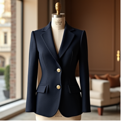 Textured Blazer with Gold Buttons