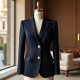 Textured Blazer with Gold Buttons